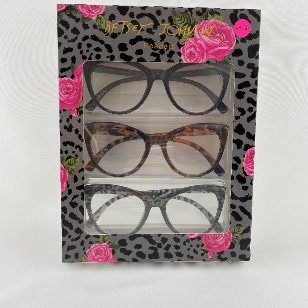 Betsey Johnson +1.50 Reading Glasses Leopard Tort